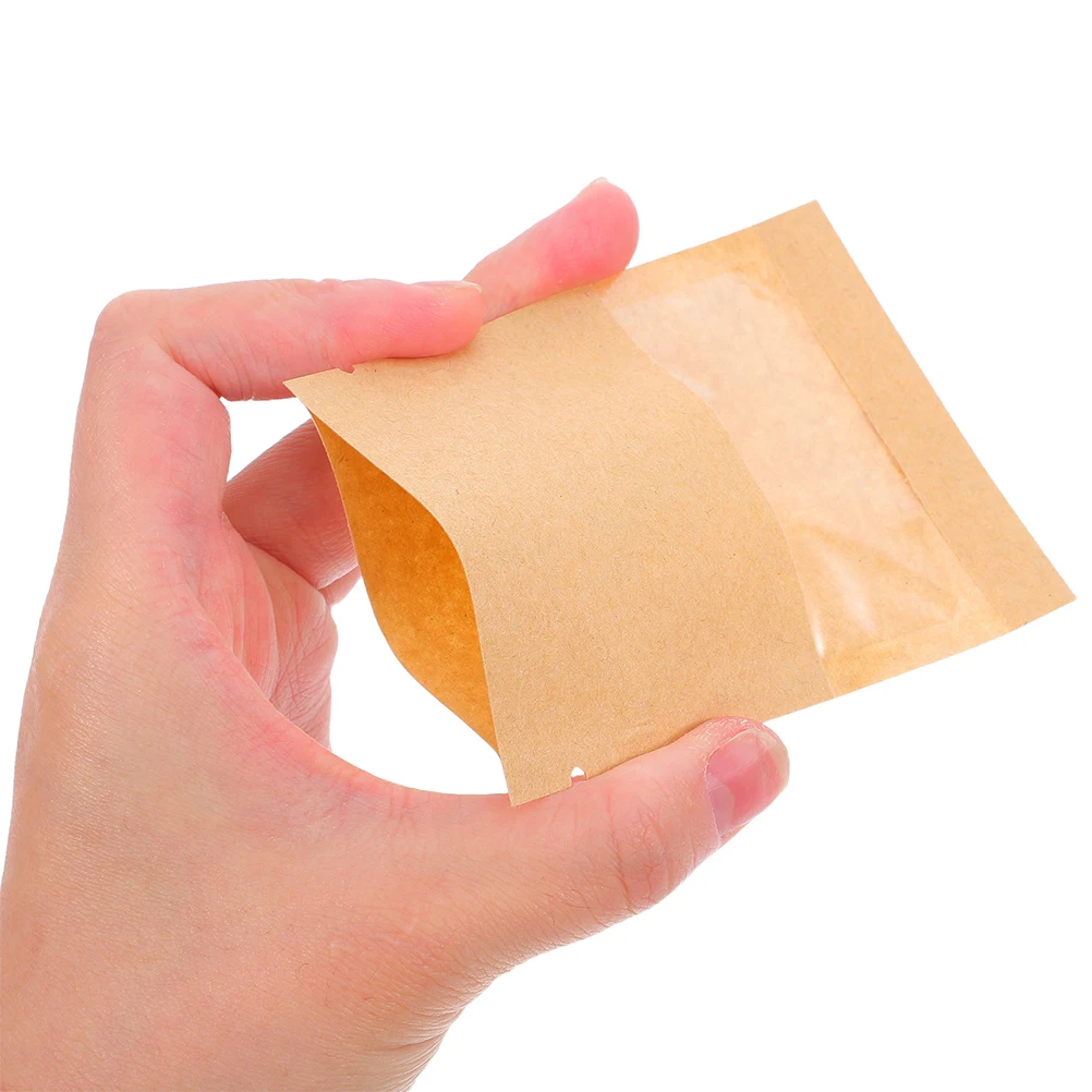 

100Pcs Small Kraft Paper Seed Envelope Bags Sealable Storage Organizer Clear Window Paper Packets for Flower Vegetable Seeds