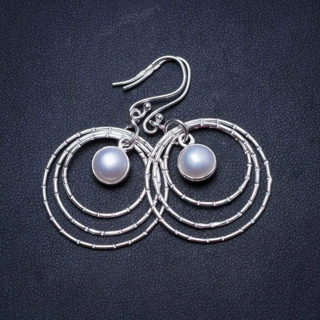 StarGems® Natural River Pearl Handmade Unique 925 Sterling Silver Earrings 2