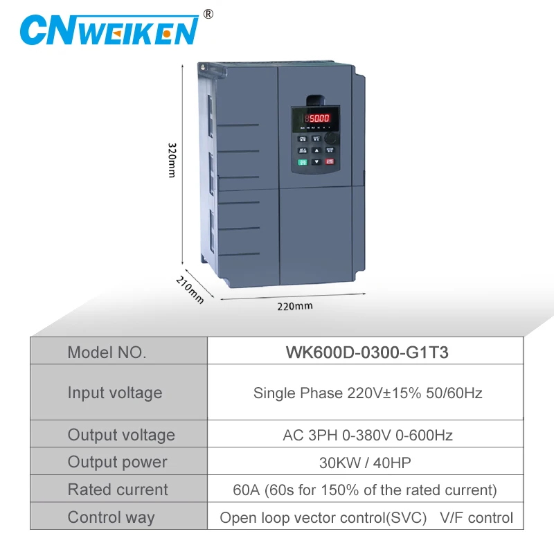 VFD Frequency Inverter Single-Phase Input to 3-Phase 380V 15KW-30KW Output Frequency Converter Variable Frequency Drive