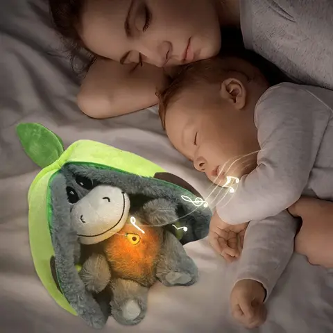 Baby Plush Doll Breathing Donkey Soothing Sleep Playmate Toy Kids Music Sleeping Companion Sound Light Doll Toy Birthday Gift