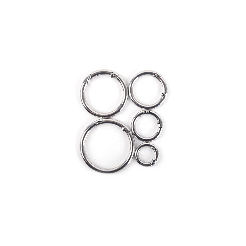 5pcs silvery Spring Gate O-Ring for keychains, bag straps, dog collars, harnesses, and more