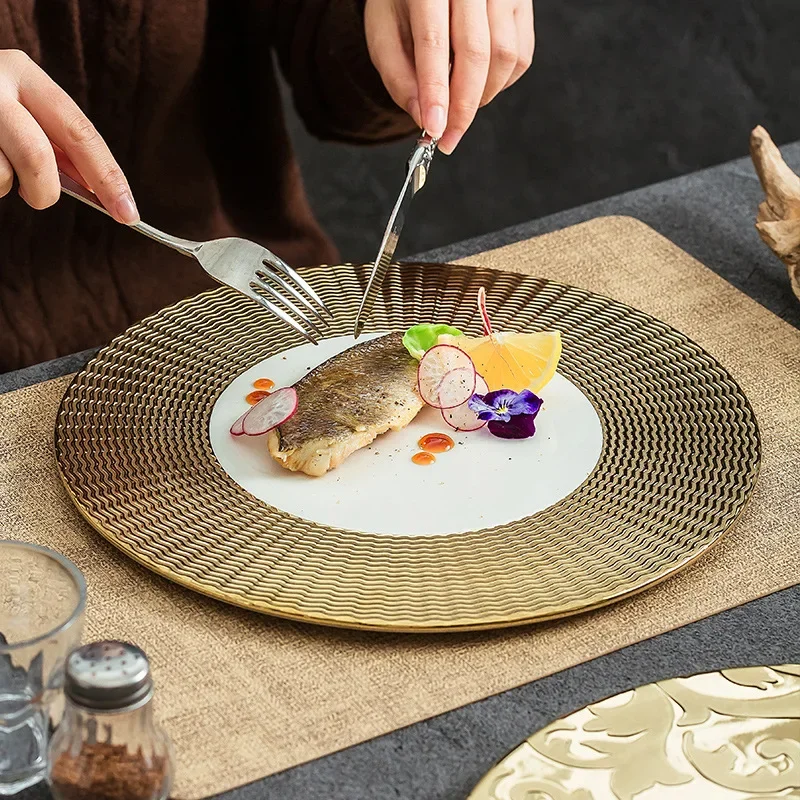 1pc Luxurious Ins style ceramic steak plate high-end Western cuisine Nordic style pasta plate commercial tableware