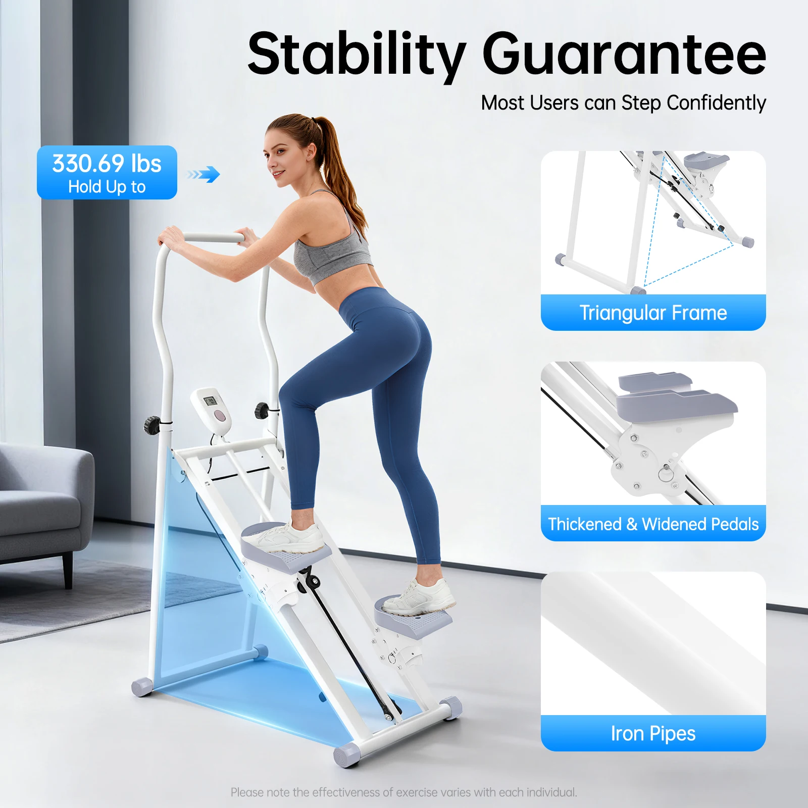 Image of Faltbarer Treppensteiger für Heimfitness, Verstellbarer Pedalwinkel & Griffhöhe, Vertikaler Treppensteiger mit LCD-Display für Workouts, Belastbar bis 150 kg