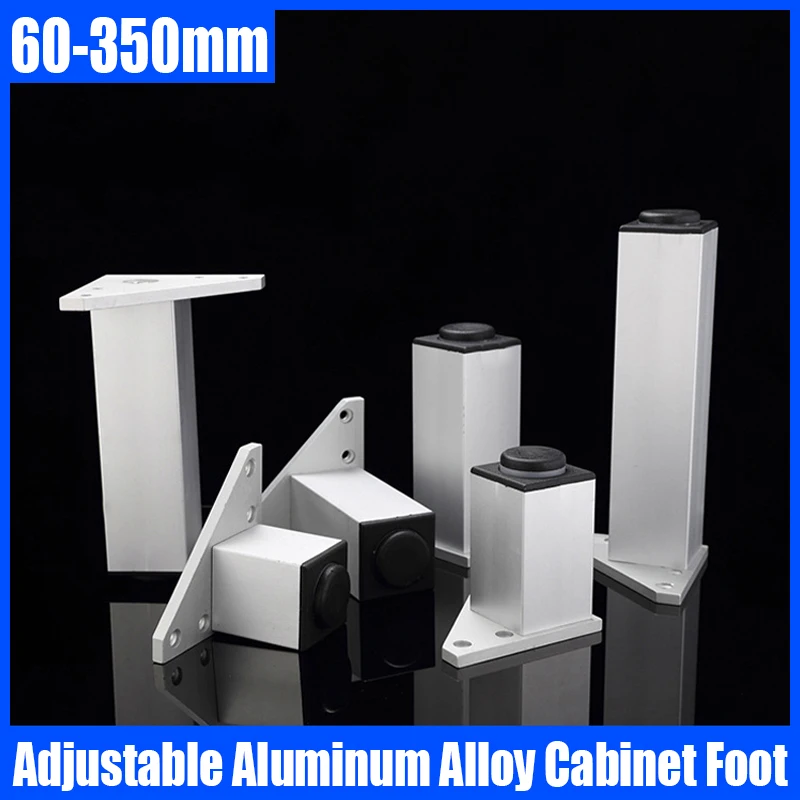 1PCS 60-350mm Aluminum Alloy Cabinet Foot Adjustable Furniture Leg Square Furniture Support Leg For TV Cabinet/Bed/Sofa