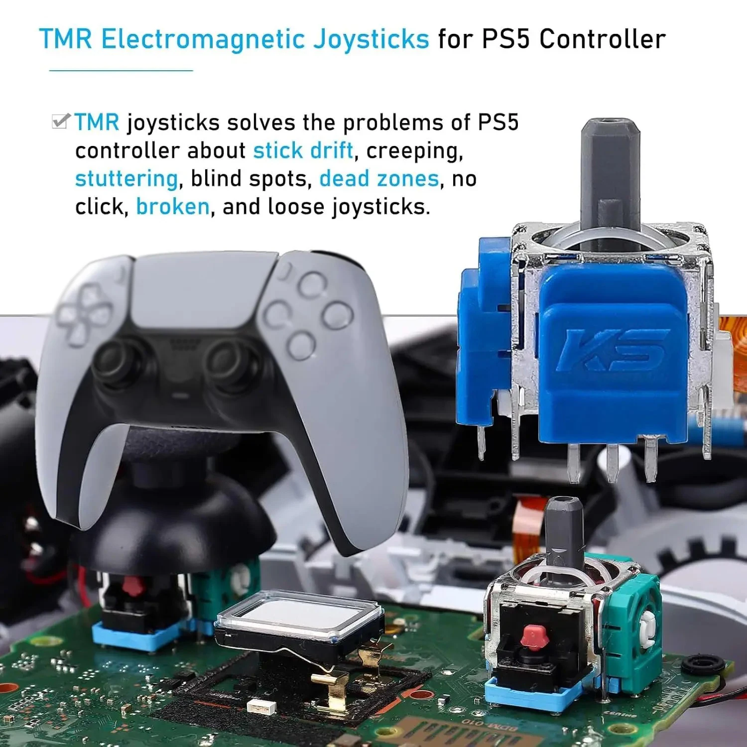10 Pcs TMR Effect Joystick Replacement for PS5/PS4/XBOX /XBOX ELITE Controller Anti-drift Gamepad 3D Analog Sensor Accessories