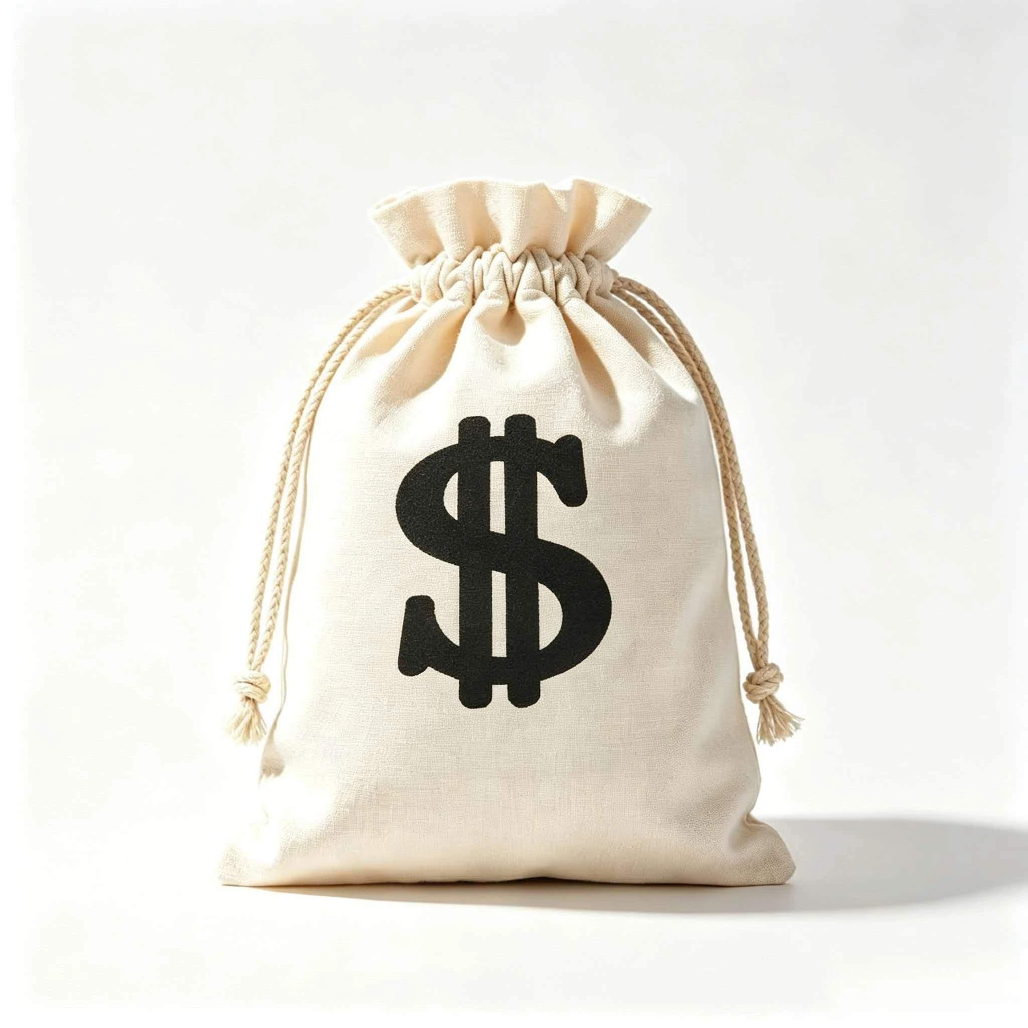 Reusable Drawstring Dollar Sign Canvas Money Bag - Ideal for Graduation, Party Favors, Gift Packaging, Office & Holiday Decor