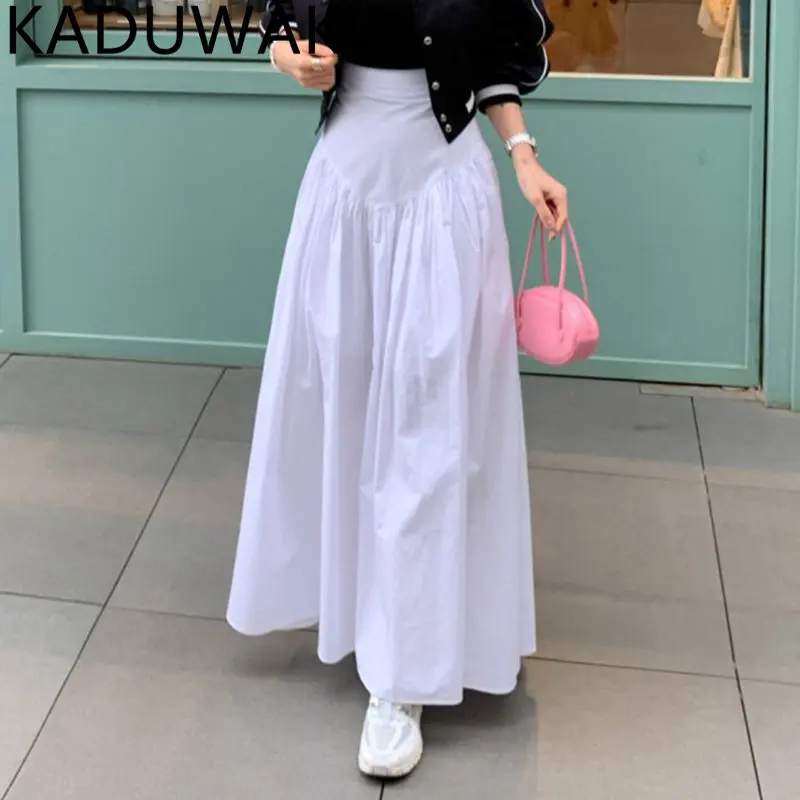 

A-line Vintage Plaid Skirts Female Womens Medium Long Skirt Casual Draped Long Jupe Fashion 2024 New Summer юбка женская