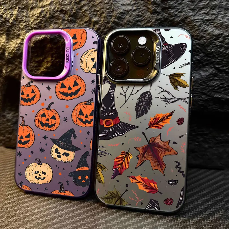 

Witch Pumpkin Hat Leaves Coque For Apple iPhone 17 Air 16e 16 14 15 13 11 Pro Max 16 Plus 12 17 Pro Shockproof Case Phone Cover