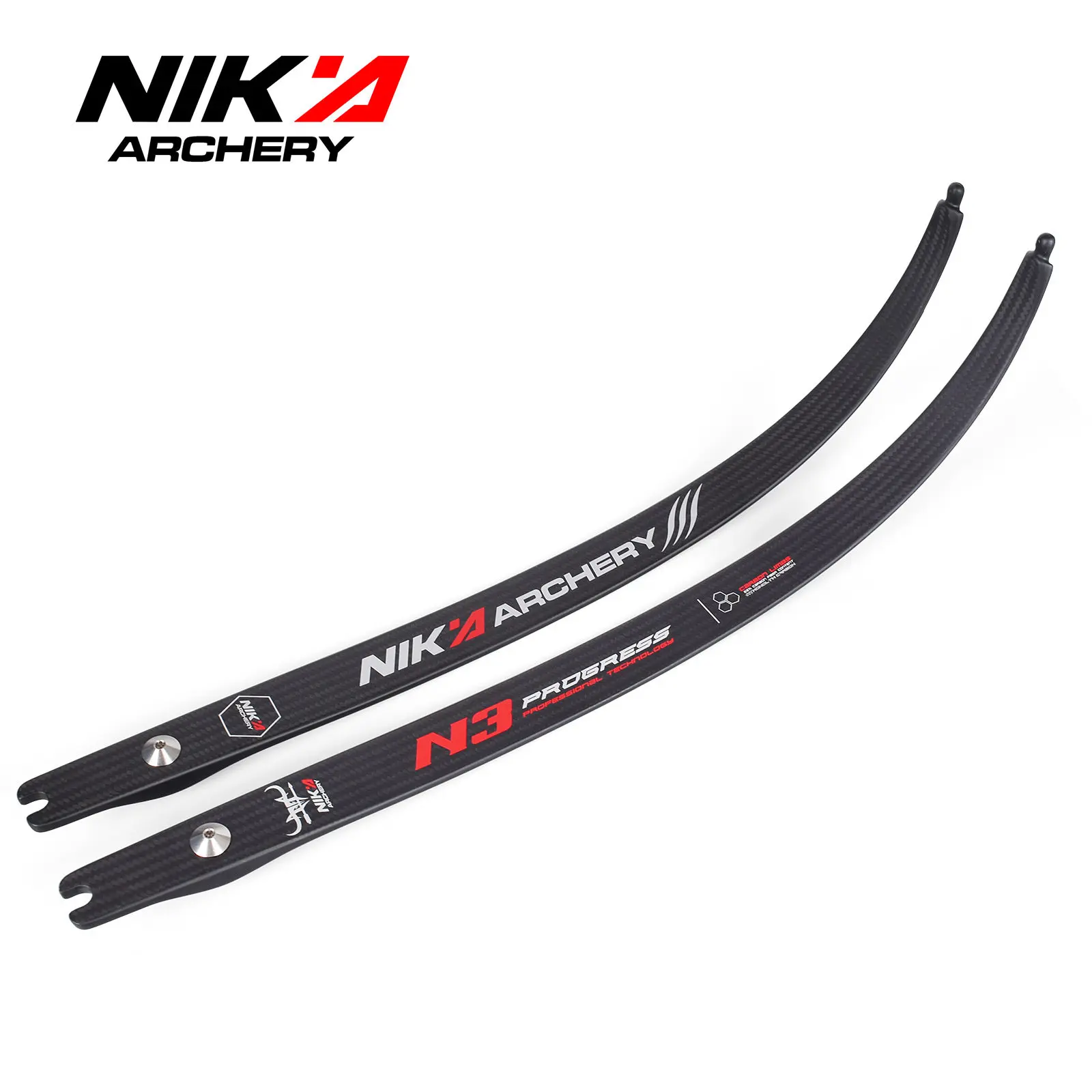 66in N3 Recurve Bow Limbs ILF Carbon fibre Limbs Black Color 1 Pair