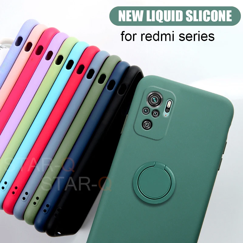 Liquid Silicone Car Magnetic Ring Holder Phone Case On For Xiaomi Redmi Note 10 S Note10 Pro 11 10s 10pro 4g 5g Original Cover