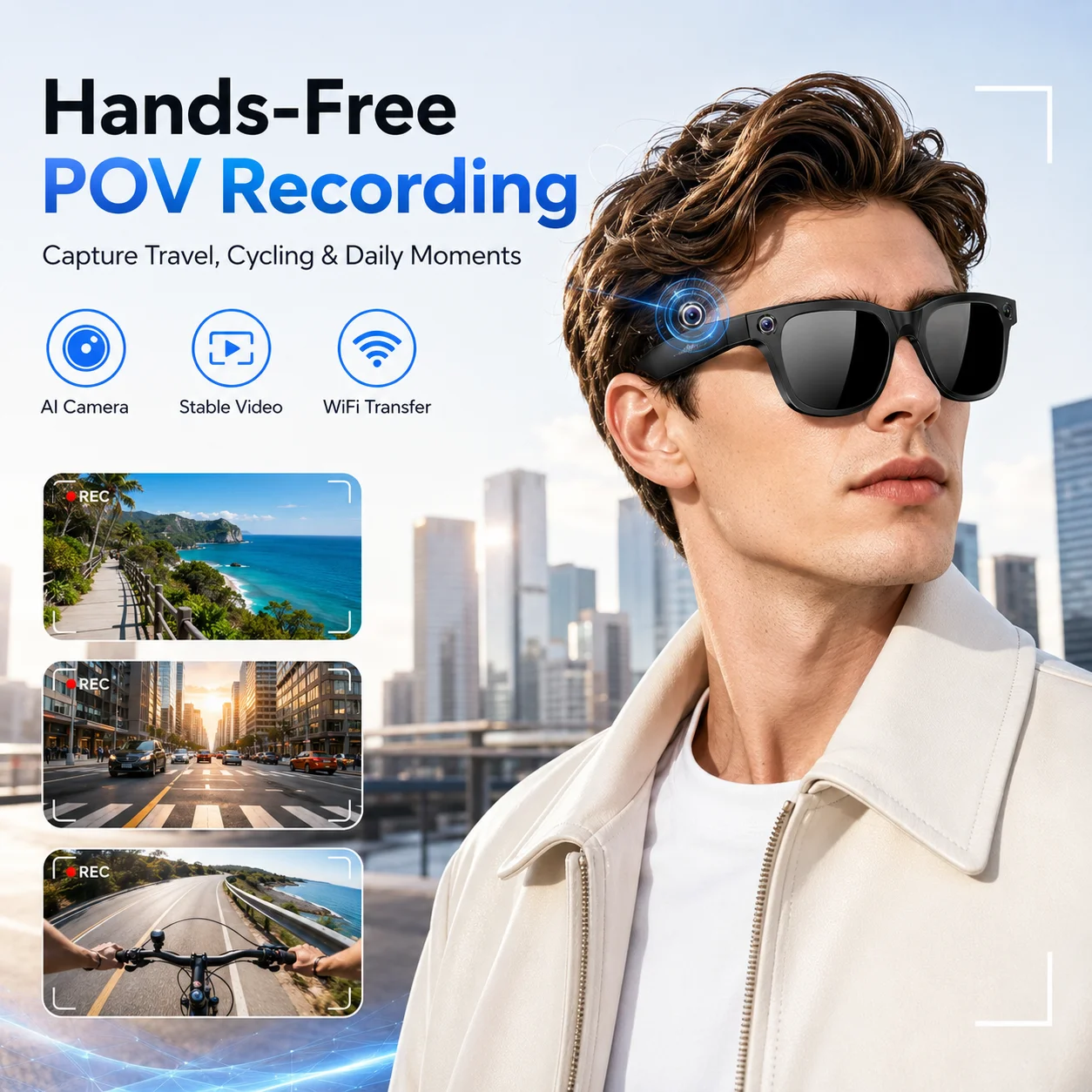 W660 AI Smart Glasses 4K Camera 20MP EIS WiFi Bluetooth Translation Open Ear Audio Hands Free Video Recording