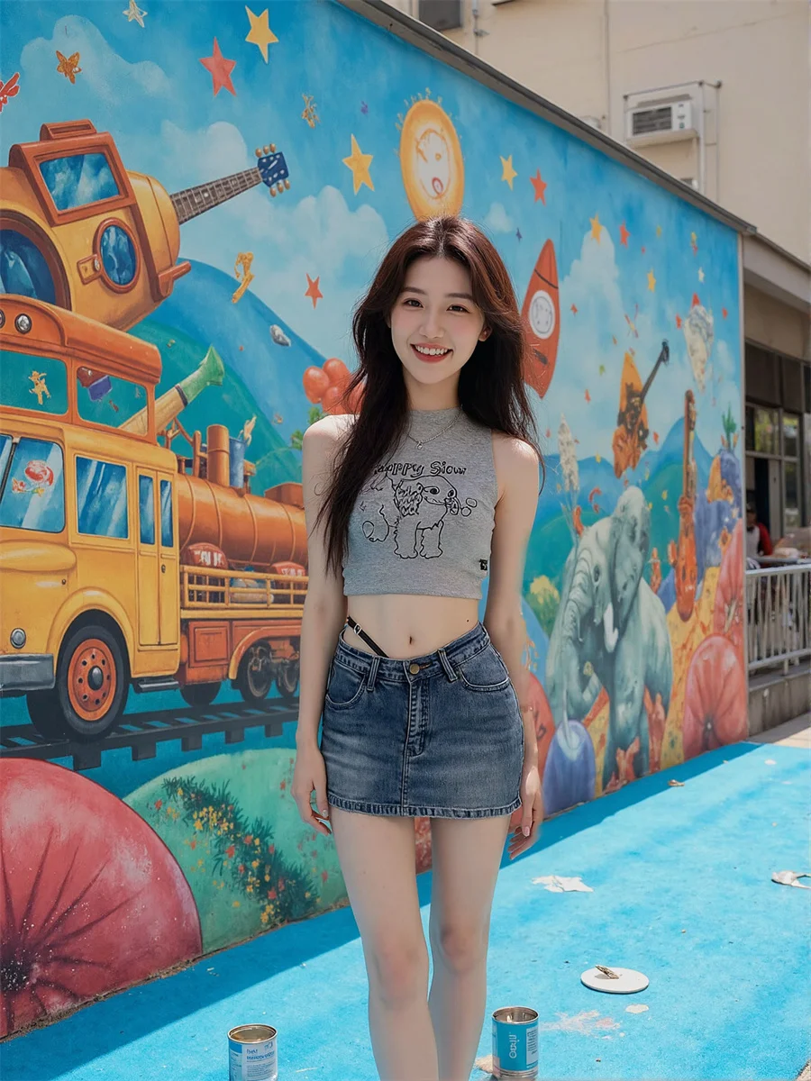 

Mini Denim High Waist Skirts Womens Minimalist Simple Clean Basic Essential Staple Everyday Casual Work Office Business