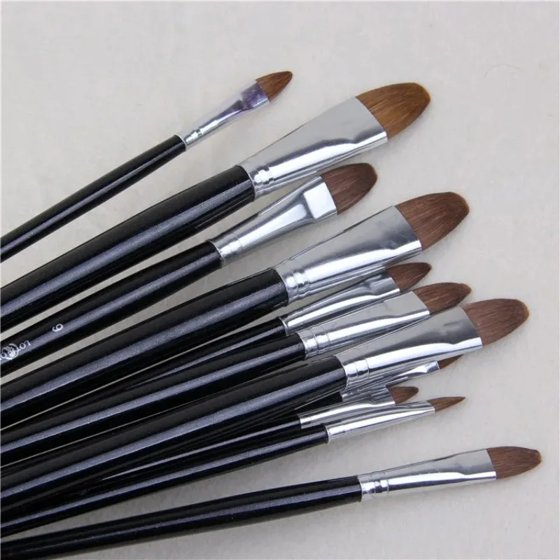 

6 Pcs/Set High-grade Hazel Shaped Nails Round Row Pen Water Color Brush Artists Gouache Oil Paint Acrylic Brush Art Supplies