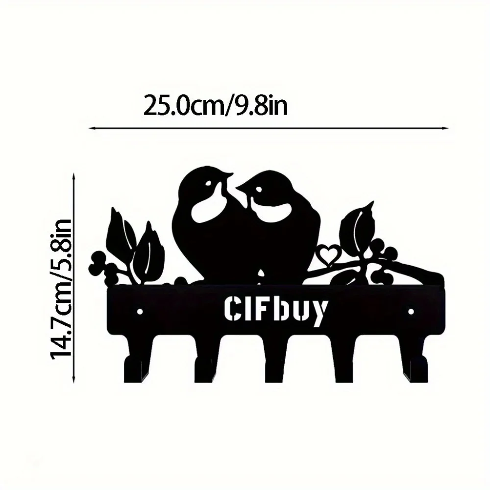 CIFbuy™ Iron Key Hanger Black Metal Sandblasted Wall Decor Multi-Functional Clothes Hook Stylish Home Charm Practical