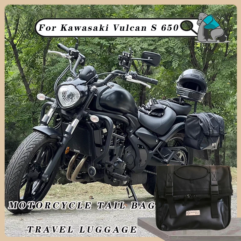 Motorcycle Tail Bag Travel Luggage Side Bags Rack Trunk Back Seat Bag with Shoulder Straps Backpack For Kawasaki Vulcan S 650