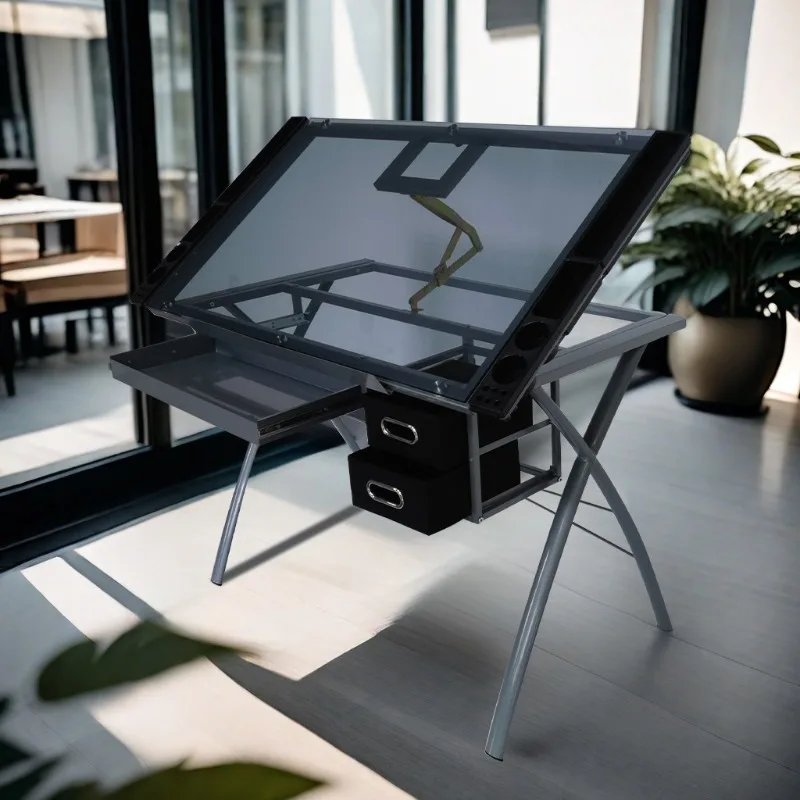 Modern multifunctional glass drawing table art painting desk