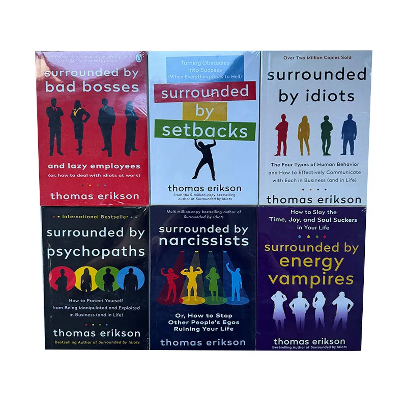 

6books/set By Thomas Erikson Surrounded By Idiots,by Psychopaths,by Setbacks,by Bad Bosses,by Narcissists,surrounded By Vampires