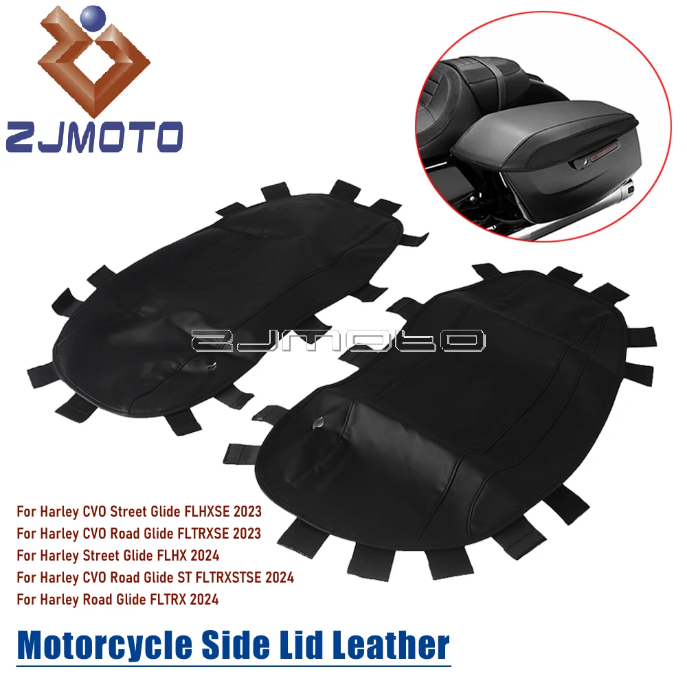 Saddlebag Lid Cover Leather Motorcycle Side Case Lids Covers For Harley Touring CVO Street Glide Road Glide FLTRX FLHX 2023 2024