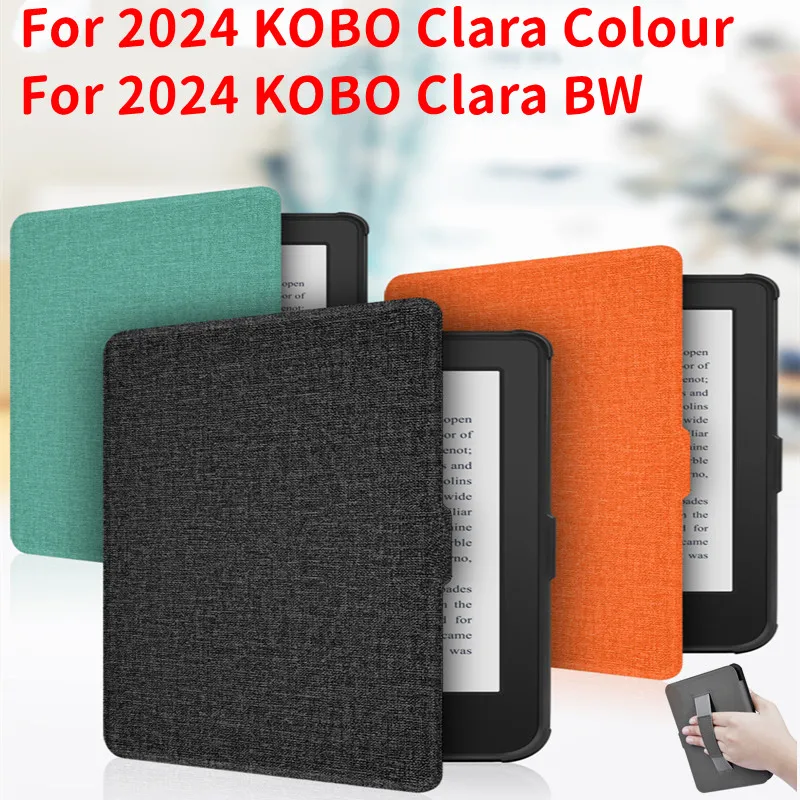 HandStrap Case for Kobo Clara Colour 2024 ERader Smart Magnetic Funda Soft TPU Back Cover for Kobo Clara BW 2E 6'' Ebook Cover