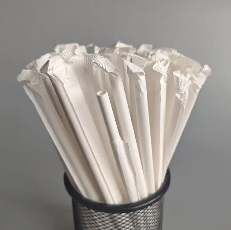 Individually Paper Wrapped Paper Straws Solid Plain White Black Brown Party Drinking Restaurant Coffee Bar Straw SN4517