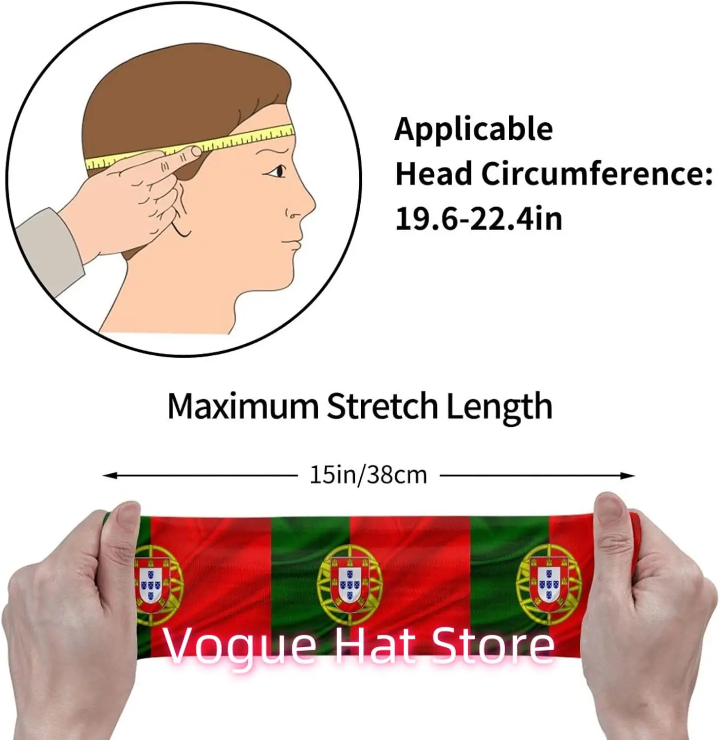Portugal Flag Headbands Sports Non-Slip Tennis Workout Sweat Bands for Women Men