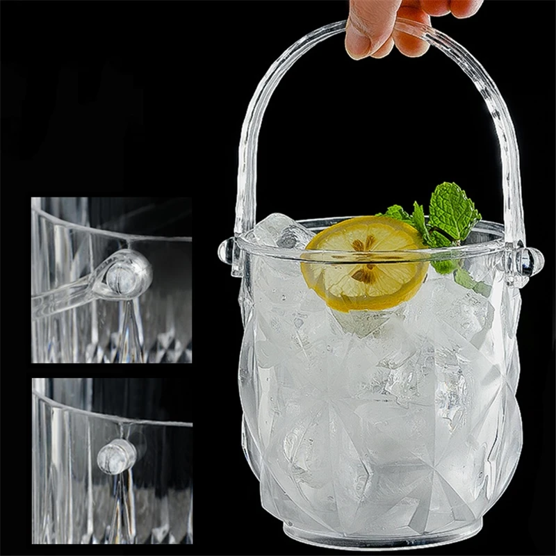 

1.2L Arcylic Ice Bucket Wine Champagne Gorgeous Diamond Ice Bucket With Ice Tong Barware