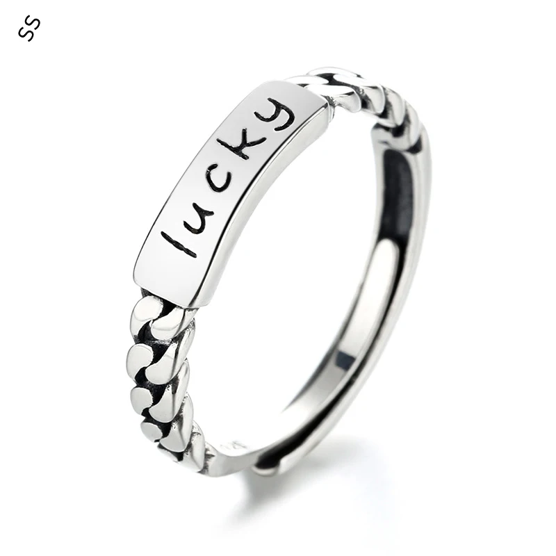 

S925 Sterling Silver Niche Design Lucky Element Fashion Personality Instagram Hipster Ring Opening for Garment Accessories