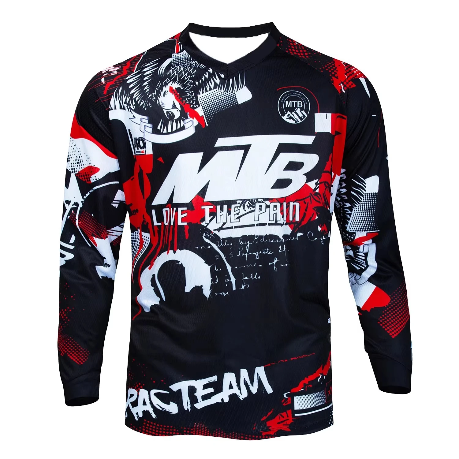 Men's Letter Pattern Long Sleeve Cycling Jersey Mtb Motocross Off Road Top Breathable Loose Fit Dirt Bike Riding Family Matching