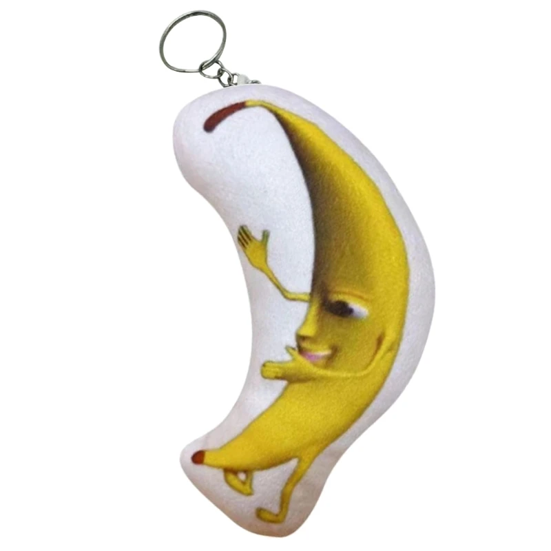 Chaveiro pelúcia desenho animado, enfeites boneca banana, pingente estridente, decorações bolsa feminina