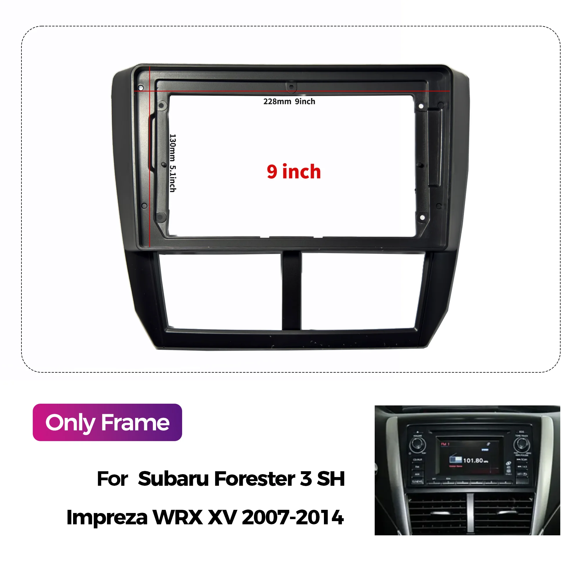 إطار راديو أندرويد للسيارة لسوبارو فورستر 3 SH امبريزا WRX XV 2007-2014 9 بوصة طقم لوحة ستيريو فآسيا أسود