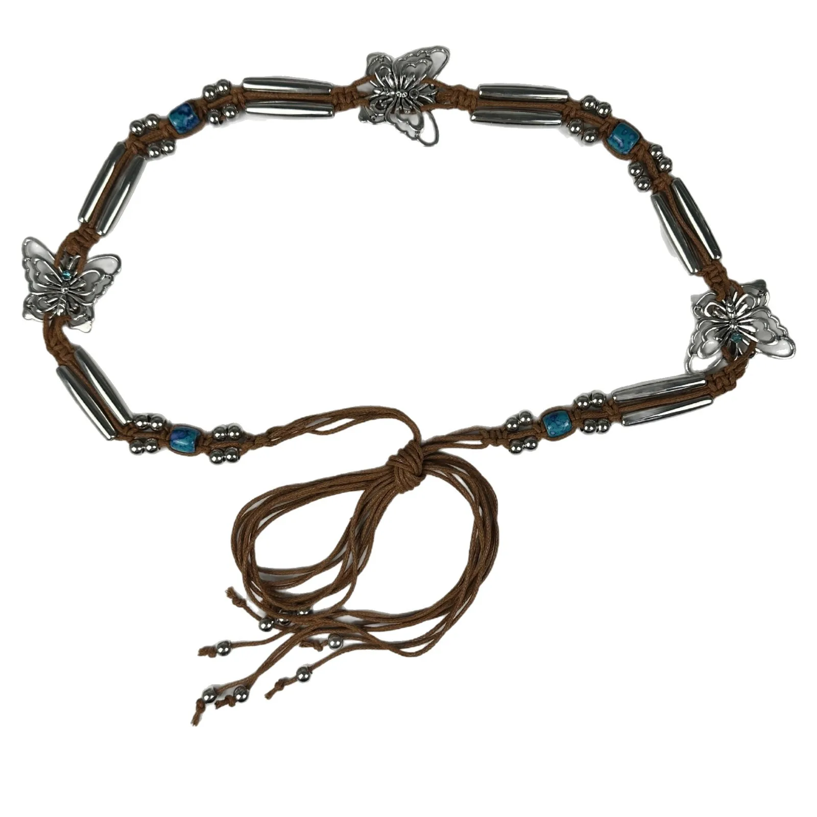 

Богемная поясная цепочка — пояс ручной работы из макраме с бахромой и бантом, этнические украшения для платья