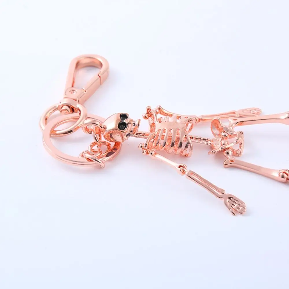 Novelty Movable Skull Keychain Punk Style Multi-jointed Human Skeleton Pendant Metal Gold Silver Gothic Keychain Men Women