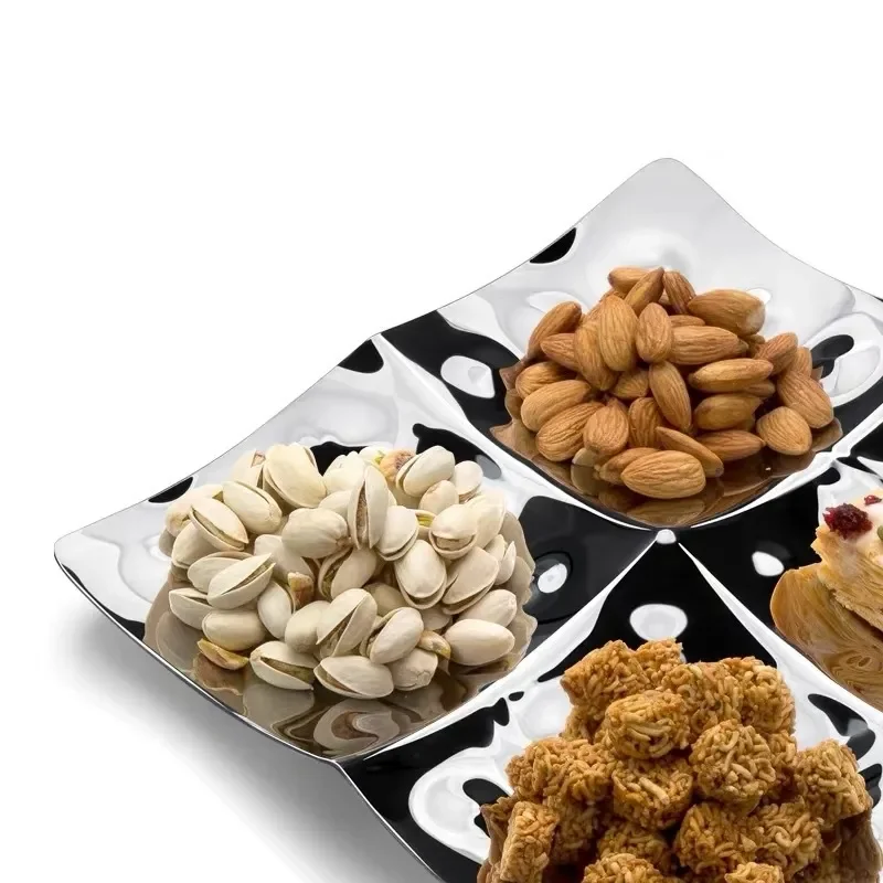 European dining table fruit plate creative light snack plate candy dried fruit nut grid tray dessert exquisite and