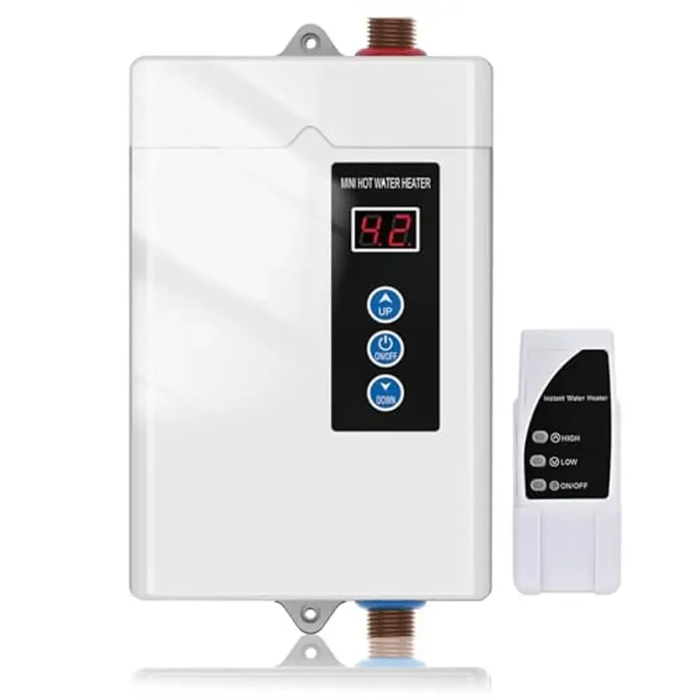 3000W Electric Water Heater Under Sink Instant Hot Remote Control LCD Touch Screen Safe Energy Saving Reliable Convenience Space