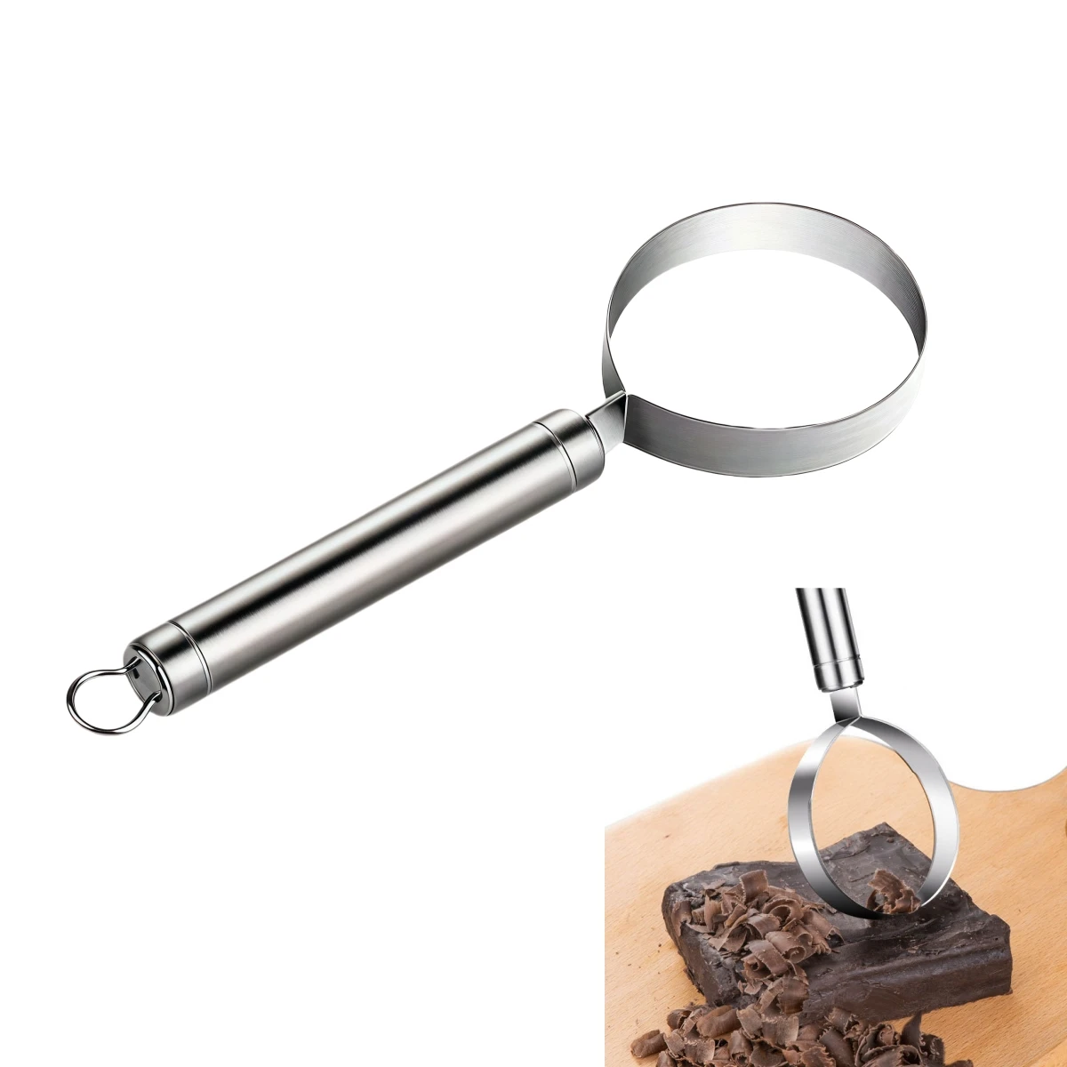 Stainless Steel Chocolate Shaver and Cheese Curler Kitchen Accessory with Dual Scraping Function for Baking and Food Decoration