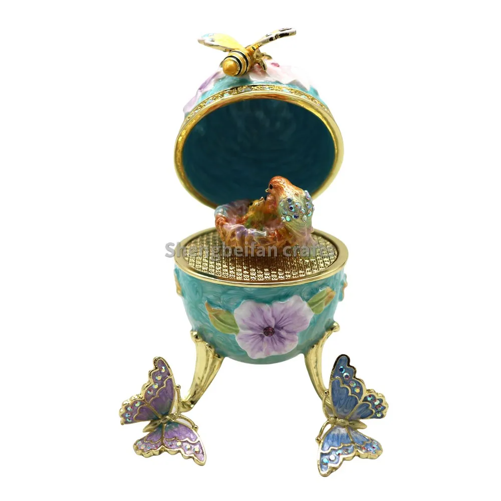 Enamel Europe Style Russian Faberge egg with musicl small ornament home decor birthday gift for friend and family Music box