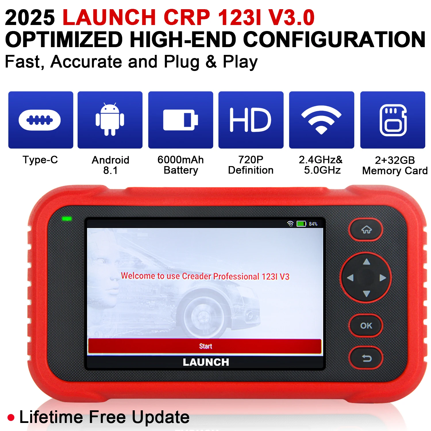 

LAUNCH CRP 123E V3 Oil Reset,Electric Throttle Relearn,Steering Angle Reset,ABS Bleeding,Battery Matching,Brake Reset,DPF Reset