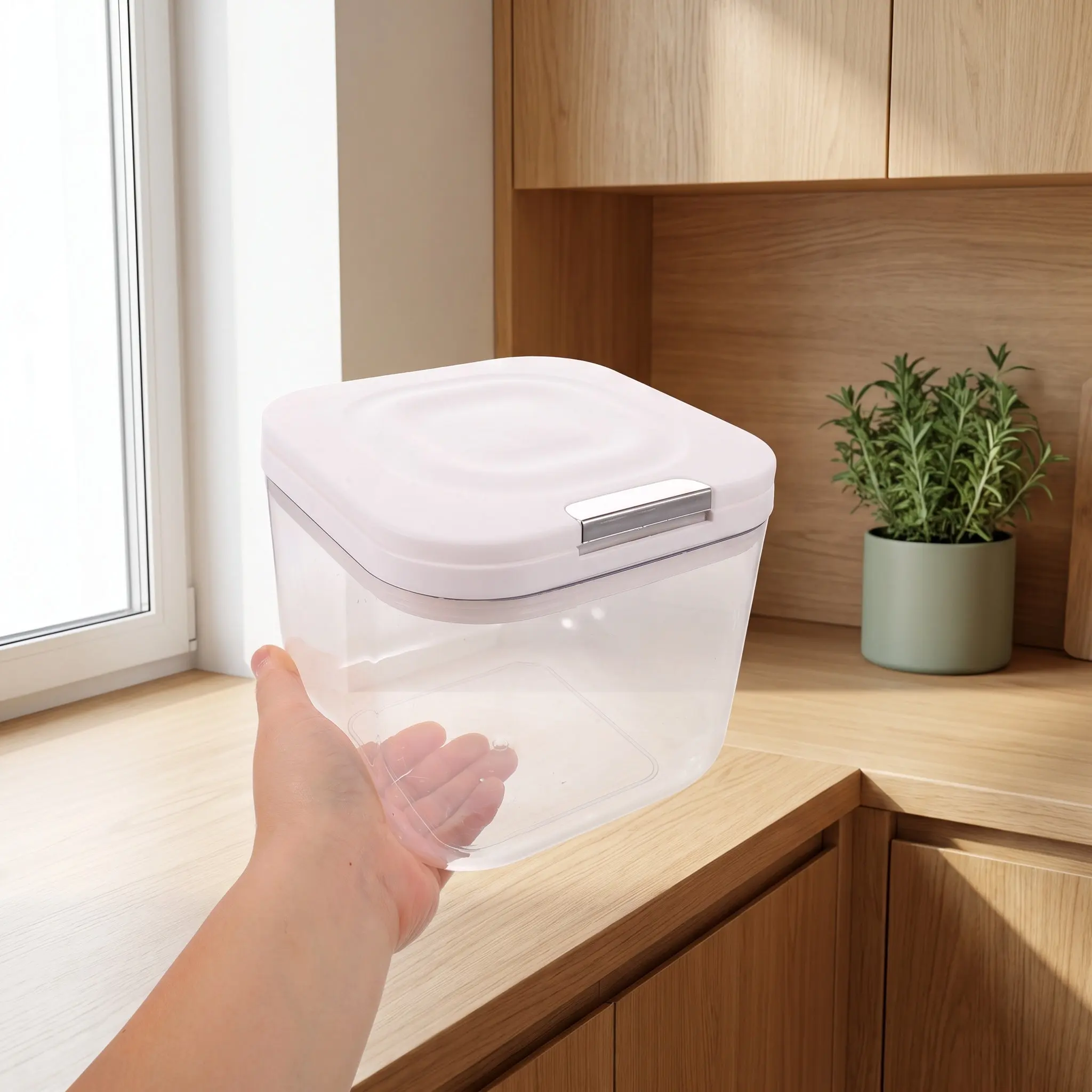Clear Laundry Detergent Container Press Lid Dispenser 2.5L Airtight Storage Bin for Laundry Room Organization Holder view 5