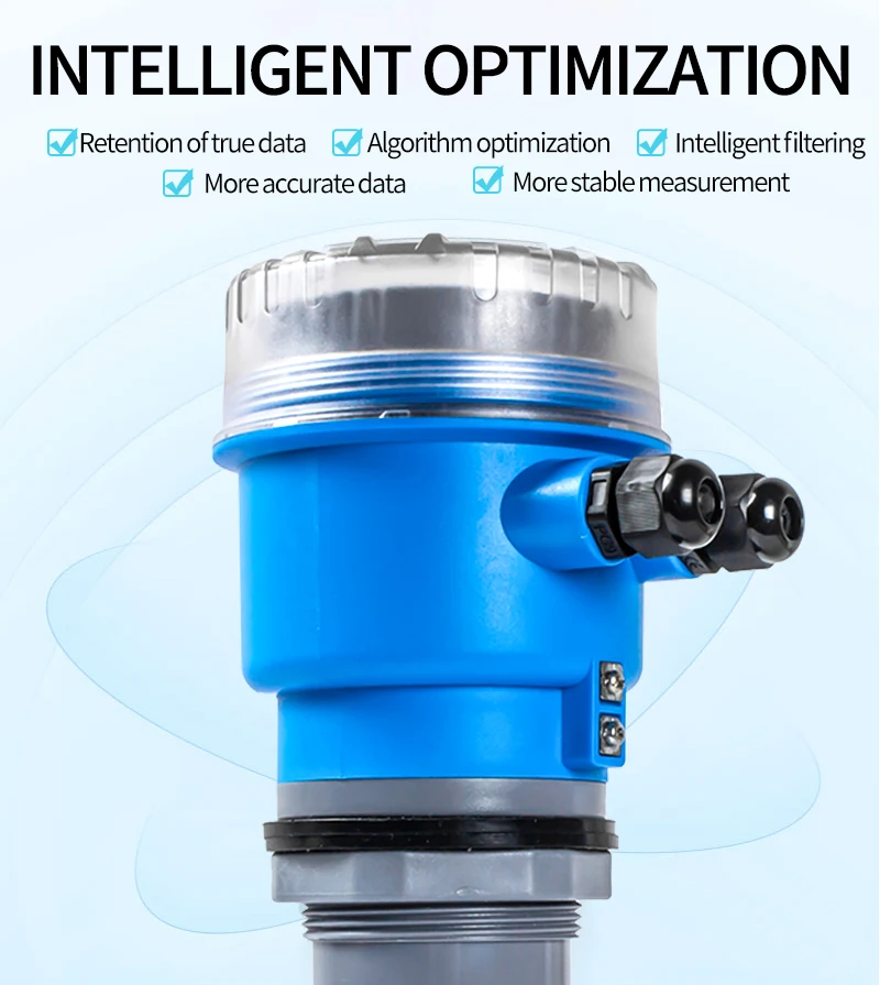 Trasmettitore di livello ad ultrasuoni senza contatto Portata 5 m 10 m 4-20 mA Contatore dell'acqua per liquidi RS485 Vendita in fabbrica