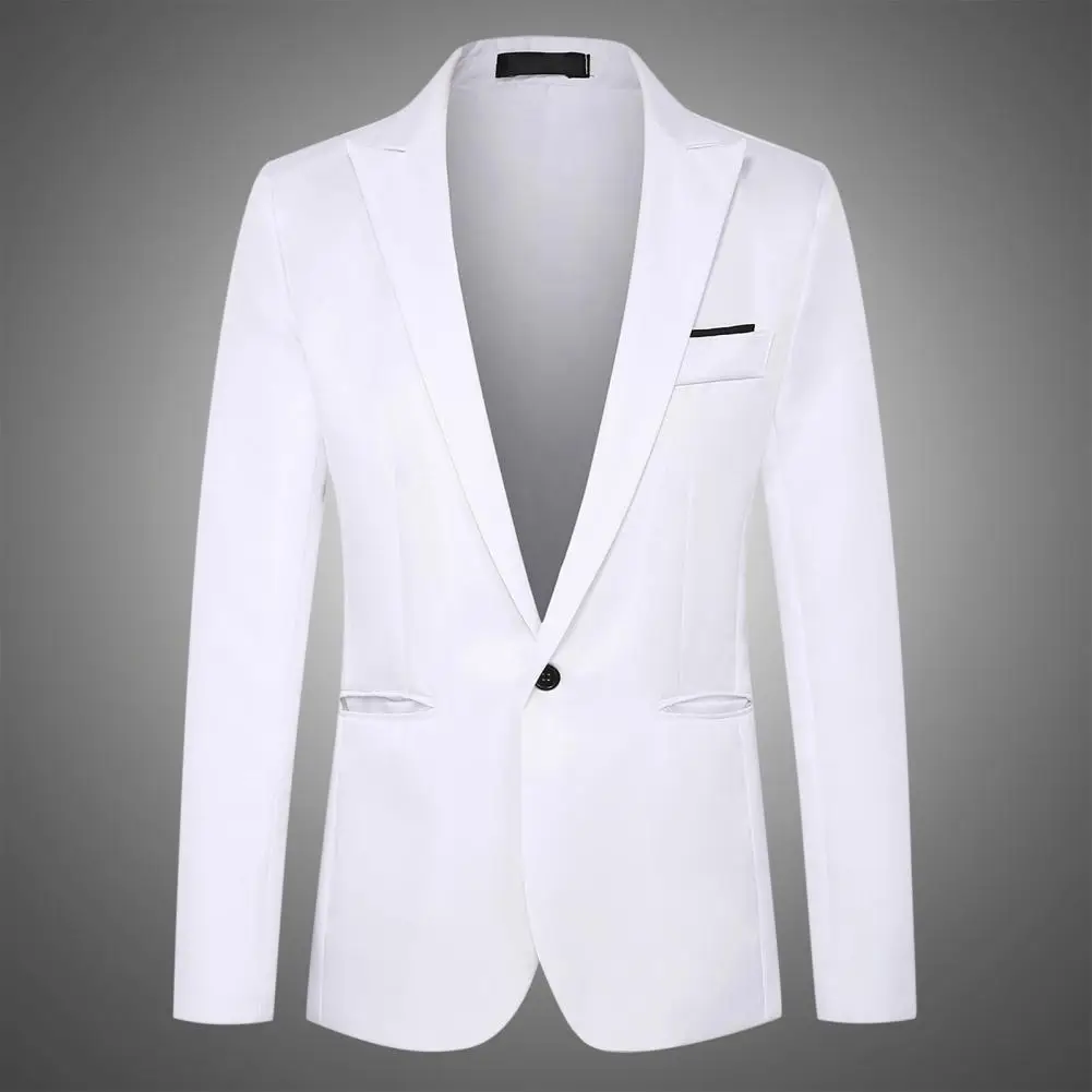 Formal Occasion Suit Slim Fit Men's Suit Set Lapel Coat Mid-rise Pants Solid Color Workwear with Neat Shoulder Lines Men Formal