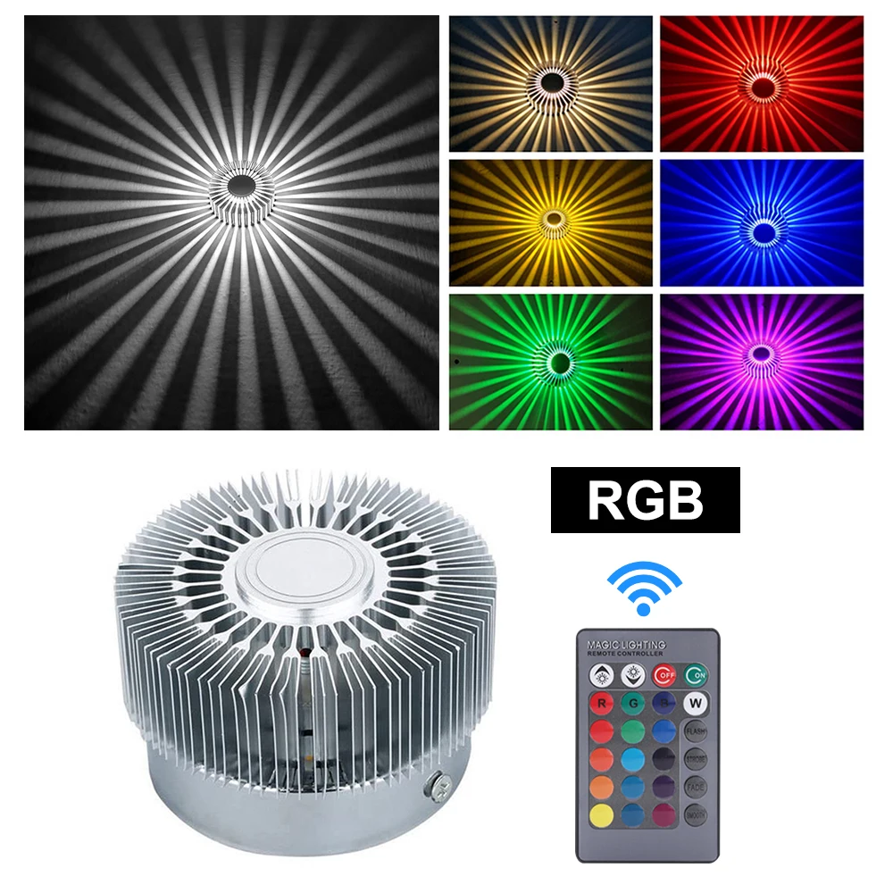 Indoor Sunflower LED Wall Light 3W RGB Wall Sconce Spot Lamp With Remote Control for Living Room Path Way Corridors Decor