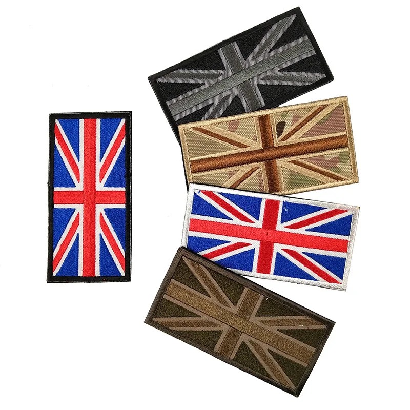 United Kingdom Embroidered Patches, British Flag Cloth, Armband, Hook Loop, Backpack Badge, Military Sticker, Applique, 10x5cm