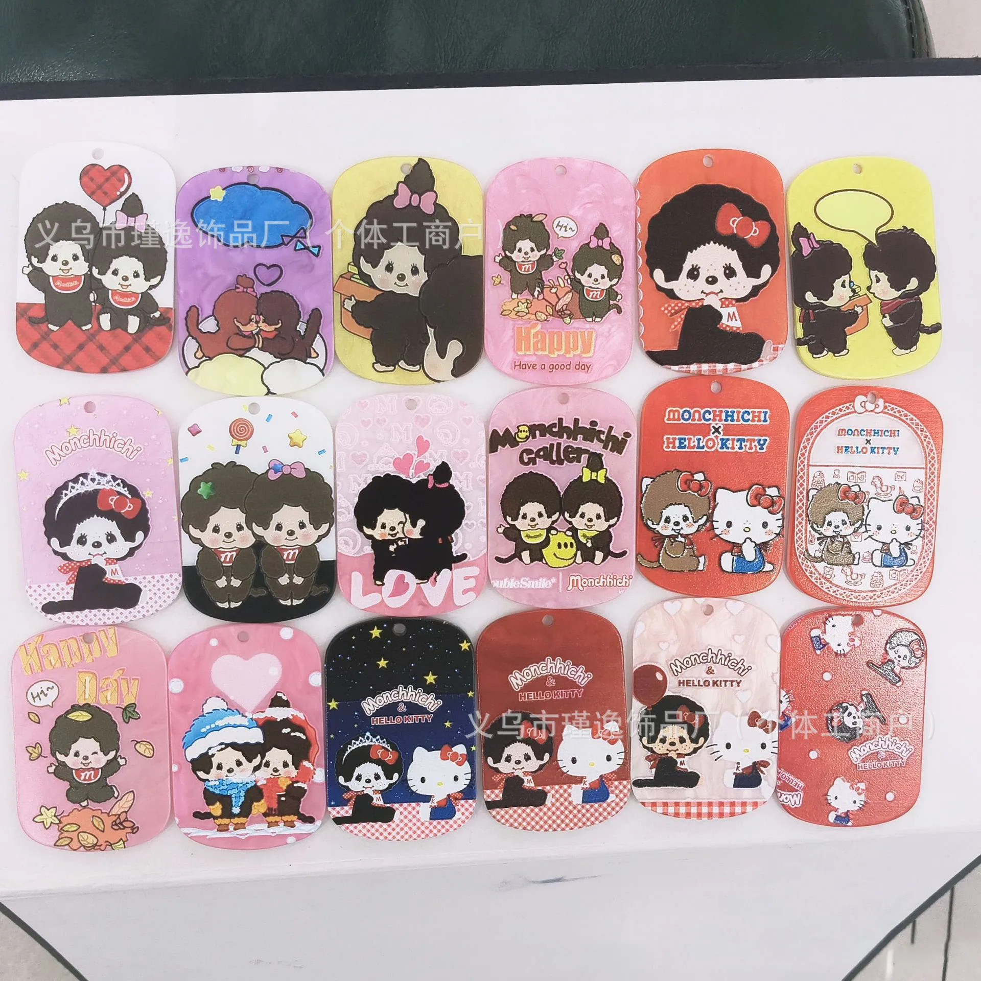 10/20pcs Hanging hole engraved For Hellokitty Monqiqi card pieces for DIY handmade pendant keychain bag hanger accessory