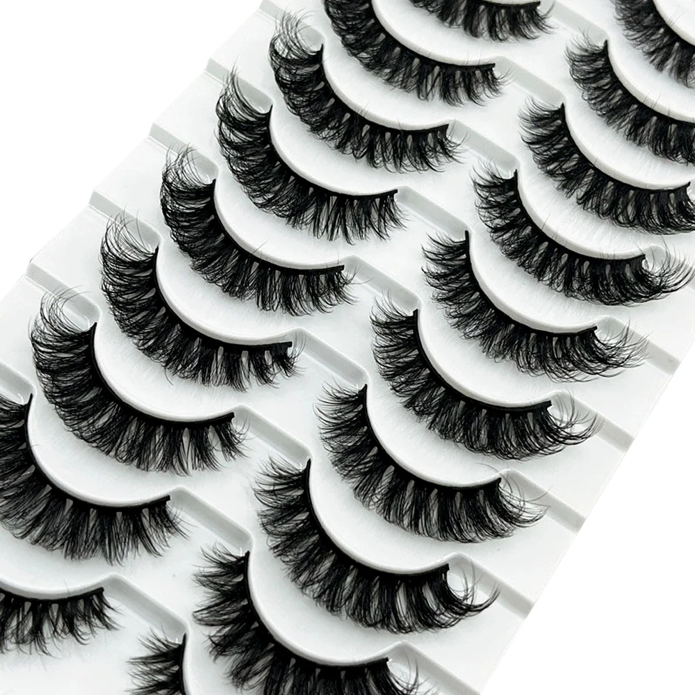 Lashes 10 Pairs DD curl Russian Strips Lashes Faux Mink Makeup Lashes 3D Mink Lashes Natural False Lashes Eyelashes Extensions