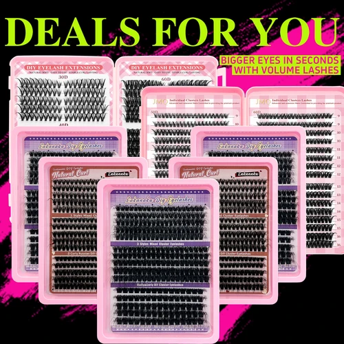 Imagen 2 del producto LAKANAKU-pestañas en racimo de 8-16mm, pestañas individuales de ojos naturales Diy, tecnología 80D 100D, fibras, grupos de pestañas esponjosas