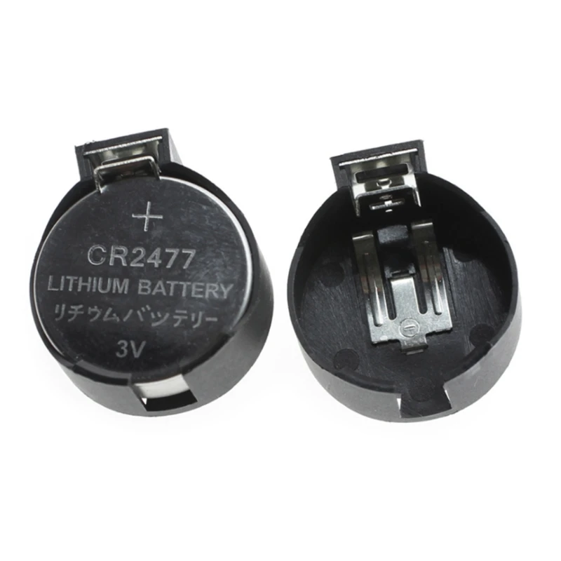 3V Button Coin Cell Battery Socket Holder for Case Mini Battery Storage Box Black Color for CR2477