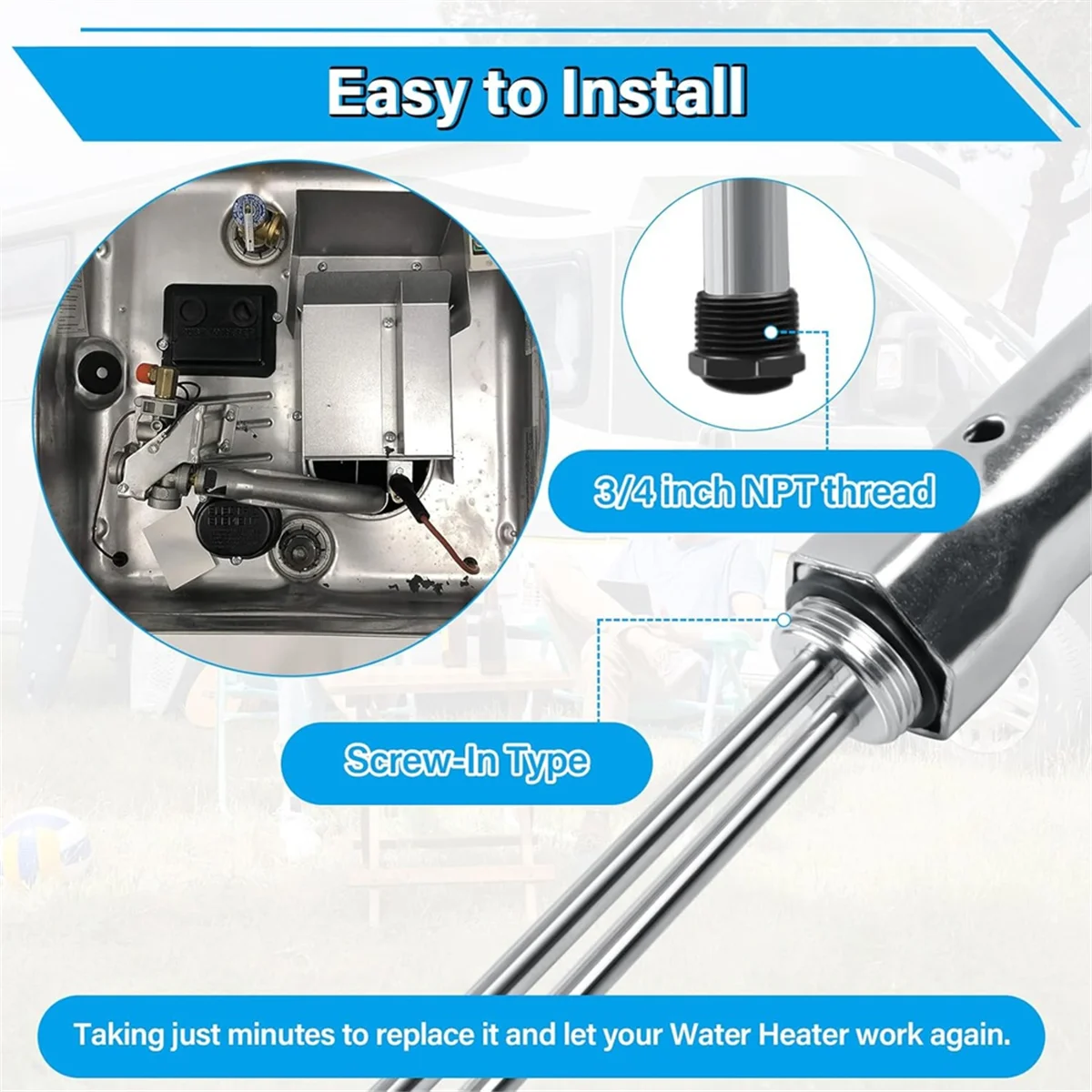 

AA98 RV Water Heater Elements Kit for Water Heater Tanks Water Heater Part