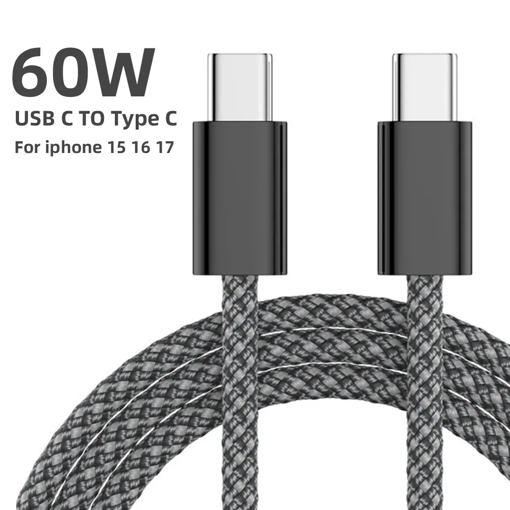 60W 1M 2M 3M USB C to Type C Fast Charging Cable Data Line For iPhone 15 16 17 Pro Max Sunsung Xiaomi Fast Charging Cable