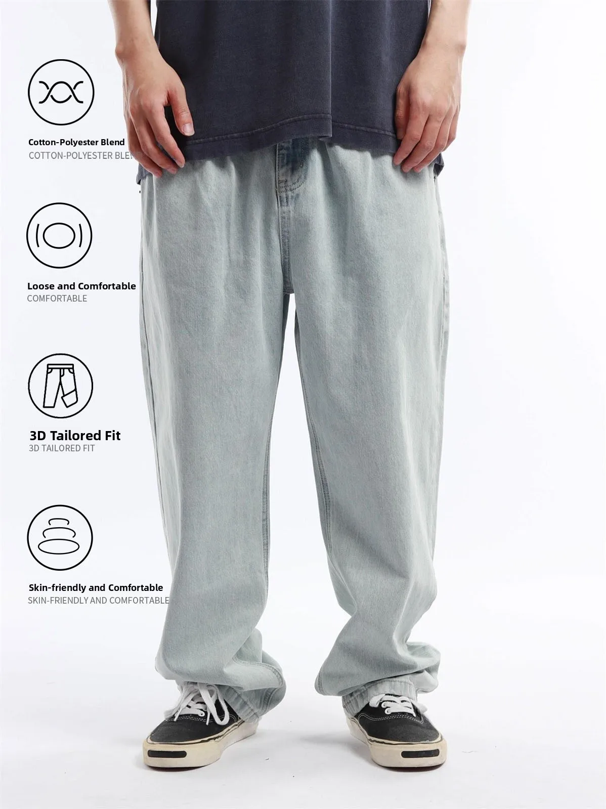 Washed Denim Jeans Men's Vintage Straight Leg Pants Spring New Casual Wear Resistant And Comfortable for Teenagers And Adults