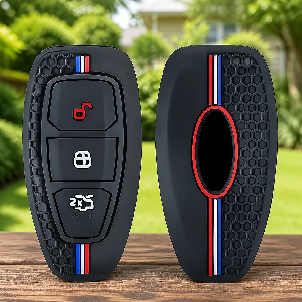 Car Key Pack for Ford ST Line Fiesta Focus Mondeo Ecosport Kuga Puma Edge Escape Metallic Silicone Car Key Fob Case Accessories